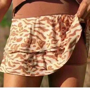 Aerie Womens Brown And Orange Leopard Print Ruffled Tennis Pickleball Skort S